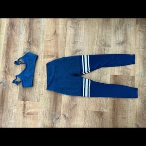 Bombshell Sportswear Blue Ocean Pocket Thigh Highs & Motion Sports Bra Medium